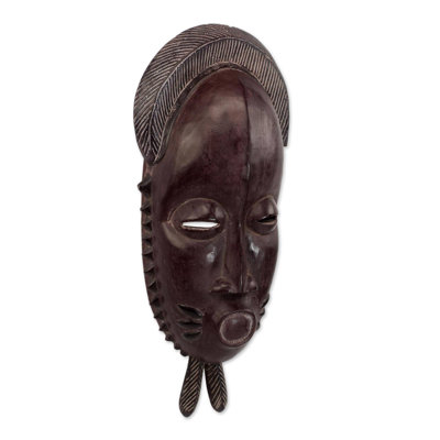 Masque en bois africain tribal baule