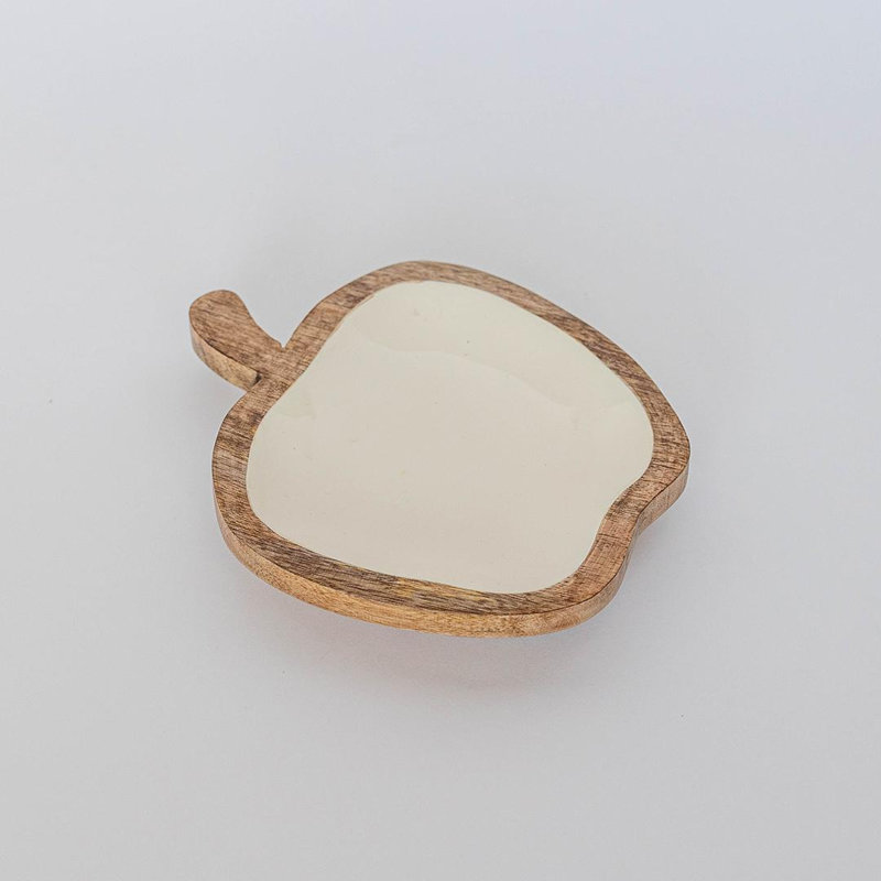 Plateau en bois en forme de pomme