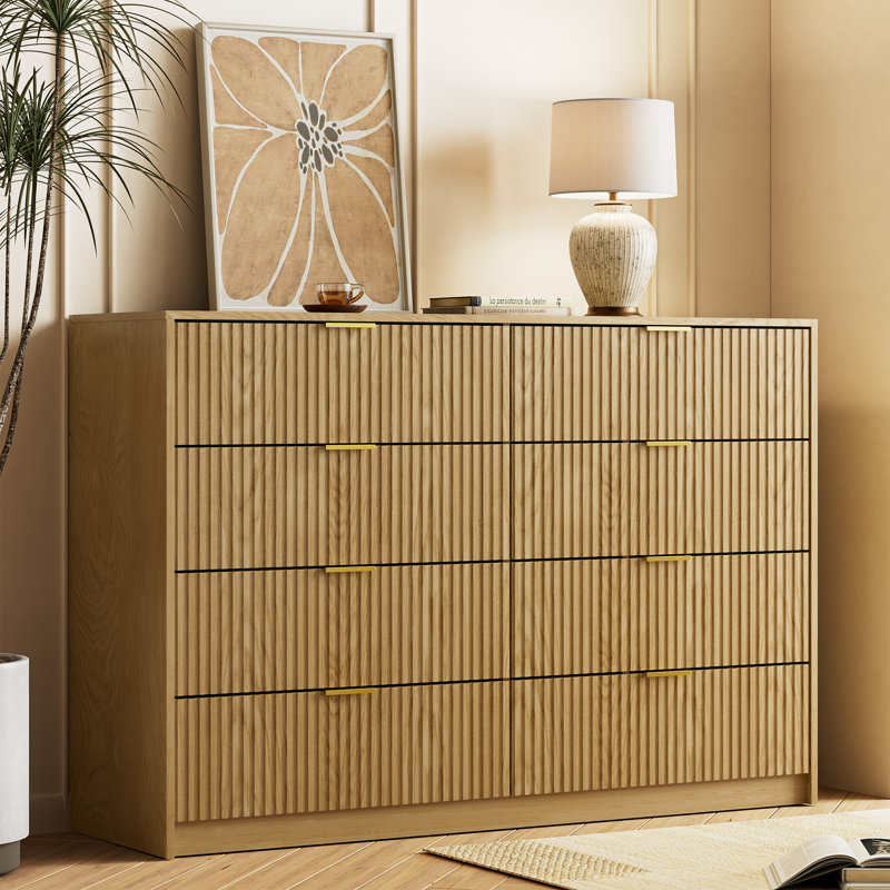 Commode 8 tiroirs l 55 po, Brun