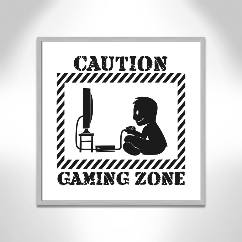 Impression sur papier Juvenile Gaming Gaming Zone Kids, H 27,5 po x l 27,5 po x P 1,19 po, Encadré de boîte argent