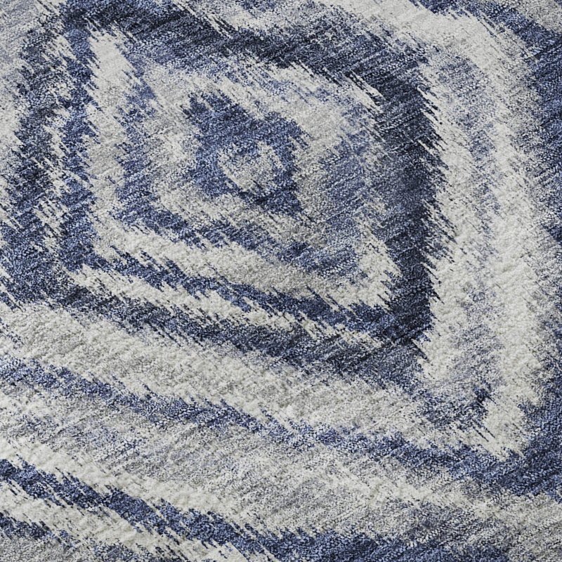 Tapis bleu Prisco lavable à la machine de qualité supérieure, Rectangulaire 3 pi x 5 pi