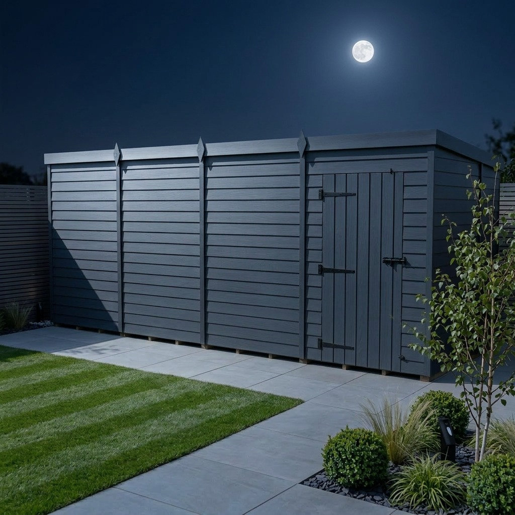 Total Sheds 19ft x 7ft Composite Pent Garden Shed - Single Door - No Windows - EPDM Rubber Roof - UK Manufactured