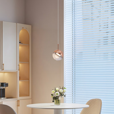 Luminaire suspendu moderne à mini globe DEL | Acier inoxydable et verre transparent | Éclairage d'appoint réglable à 45 ° pour chambre à coucher, coin cuisine et bar
