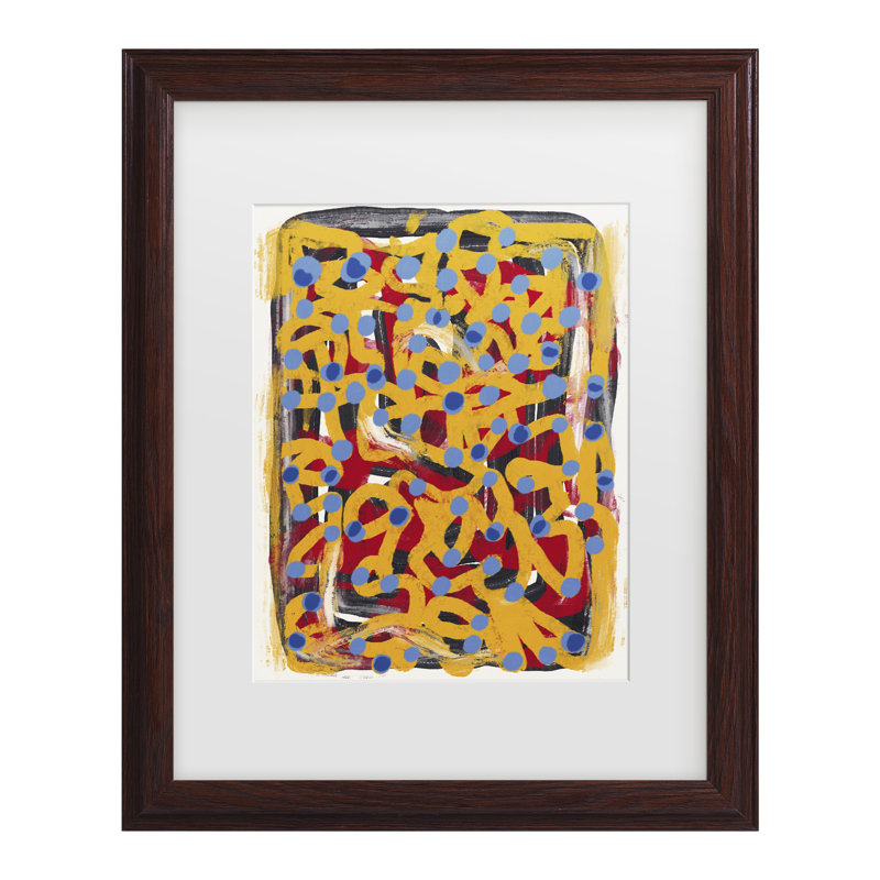 «Little Dean», art en pointillé jaune à pois abstrait bleu encadré
