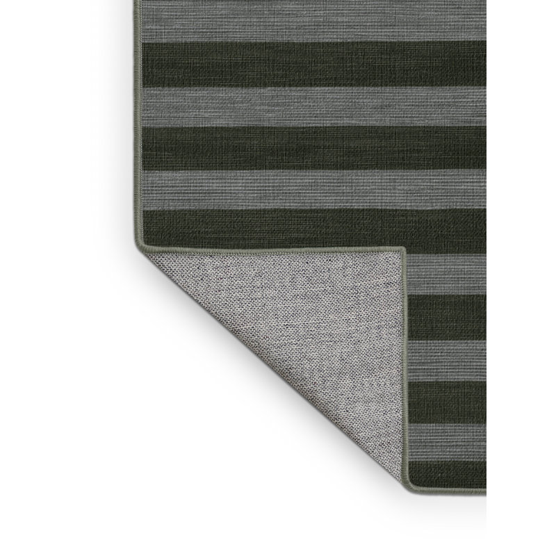 Tapis vert à rayures horizontales lavable à la machine, Rond 3 pi