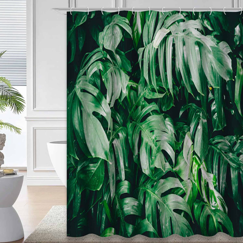 Rideau de douche à 12 crochets Monstera, L 72 po x l 84 po