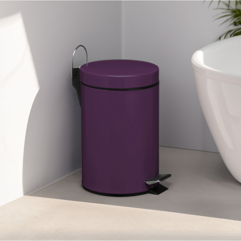 Steel Step On Kitchen Trash Can - 3L, Purple