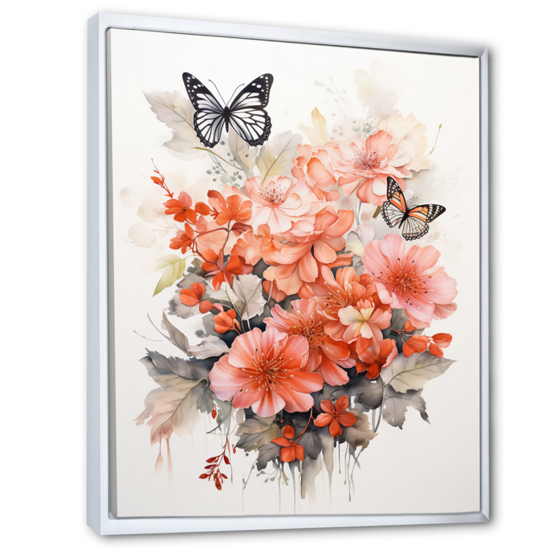 Art mural sur toile Corail, H 32 po x l 24 po x P 1 po, Cadre flottant blanc