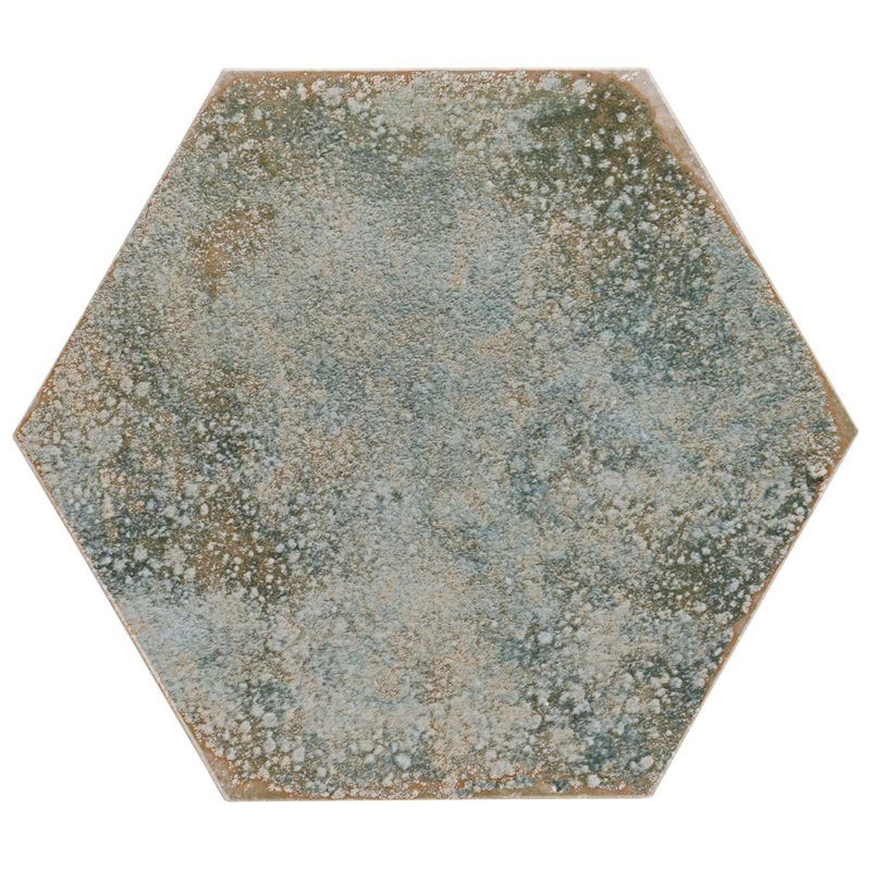 Kalay 9" Hexagon Polished Porcelain Tile, Green