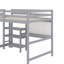 Lit mezzanine double en bois avec bureau, tablettes et tableau d'écriture
