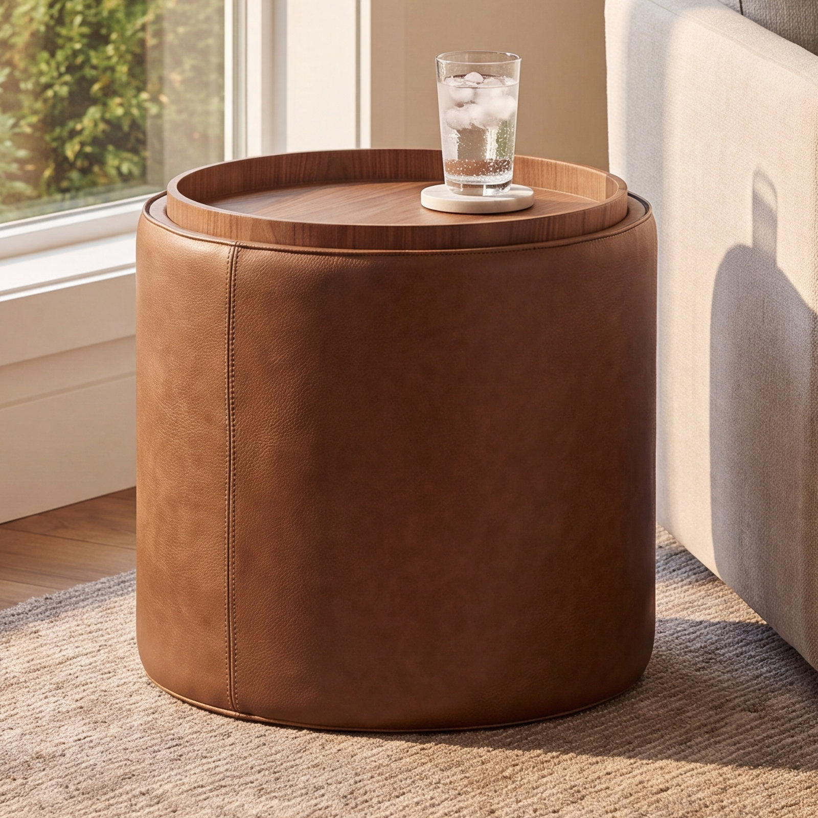 Callista 22" Genuine Leather End Table