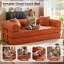 Canapé-lit modulable en velours côtelé de 200 cm (79 po) sans structure, en mousse à compression, avec 2 oreillers et cadre métallique fixe, orange.-1440605690