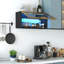 Armoire de rangement murale noire à grande capacité avec porte-épices, garde-manger suspendu, pour la cuisine et la salle à manger