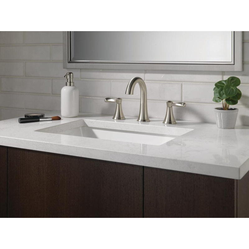 Esato Widespread Bathroom Faucet 3 Hole, 2-handle Bathroom Sink Faucet with Drain Assembly, Spotshield Brushed Nickel