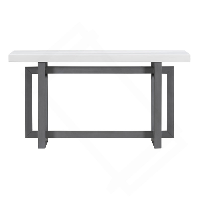 59.1" Painted Entryway Table With Pine Veneer,Unique Triple Rectangle Design Console Table With Thick Pine Wood Legs,Extra Long Sofa Table Versatile For Hallway, Living Room,Kitchen
