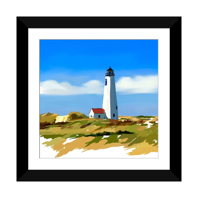 « phare scène iv », impression sur toile, H 24 po x l 24 po x P 1 po, Papier d'art encadré noir, Blanc