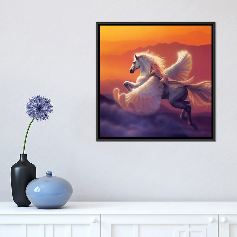 « ailes of a rêve », impression sur toile, H 18 po x l 18 po x P 1,5 po, Toile avec cadre noir, Pas de tapis