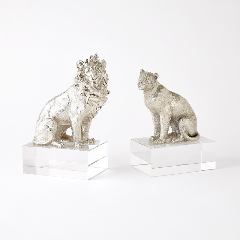 Lion Sculpture-Nickel/Crystal