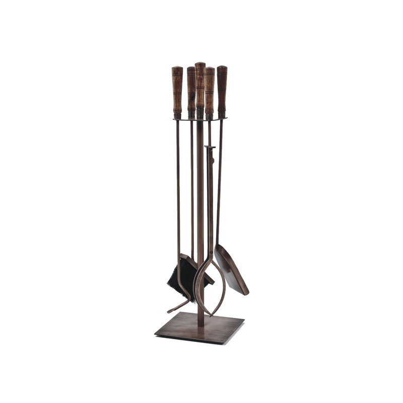 Antique Copper Fireside Companion Set H74cm W20.5cm