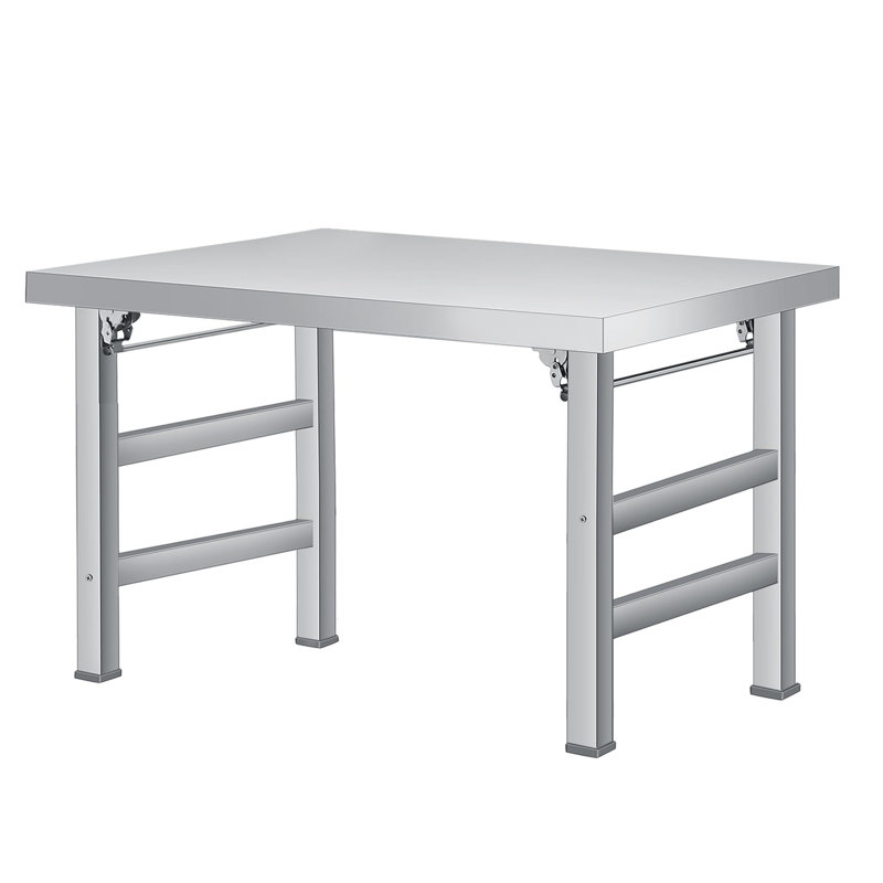 Table pliante robuste en acier inoxydable - table de préparation commerciale de 660 lb, poste de travail portatif à un niveau