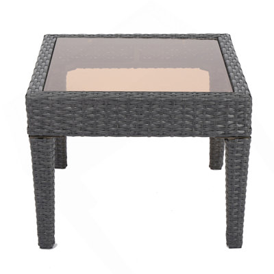 Outdoor Antibes Wicker Side Table,Accent Table,Grey