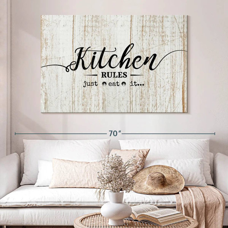Kitchen Rules Wall Sign Canvas Print, 51" H x 34" W x 1.25" D