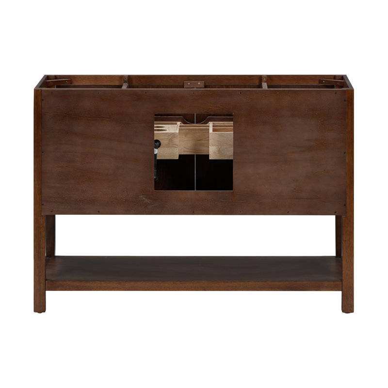 Zoe 48'' Walnut Single Bathroom Vanity Base with Gold Hardware