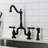 Kingston Brass Heirloom Two-Handle 3-Hole Deck Mount Bridge Kitchen Faucet with Brass Side Sprayer-65235175-68923425