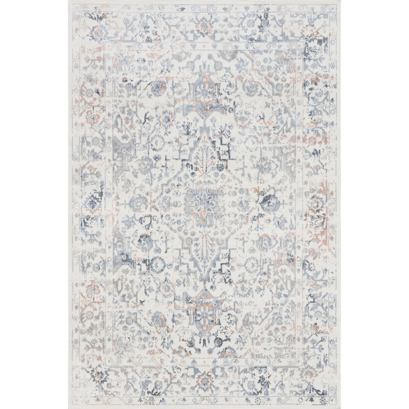 Everlee SpinClean Faded Persian Machine Washable Area Rug, Rectangle 10' x 14'