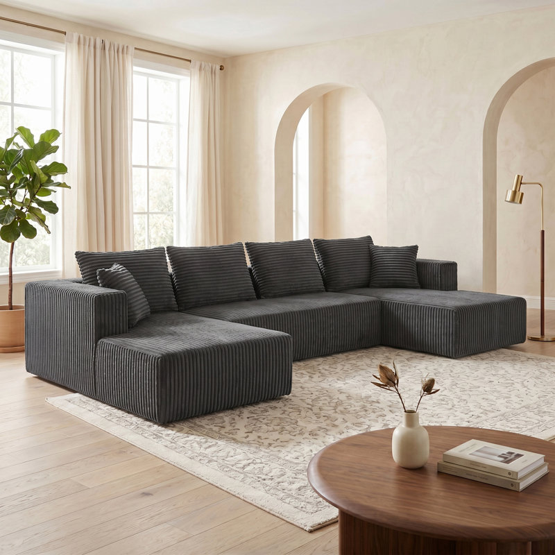 Boneless 149" Oversize Modular Reversible Sectional Sofa, No Assembly Corner L-Shape Couch, Gray