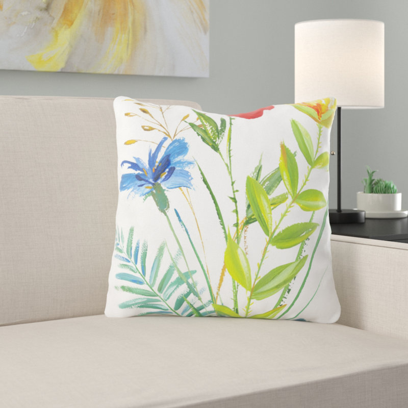 Housse et insert de coussin carré extérieur peint à la main Wentz, Microsuède, Intérieur