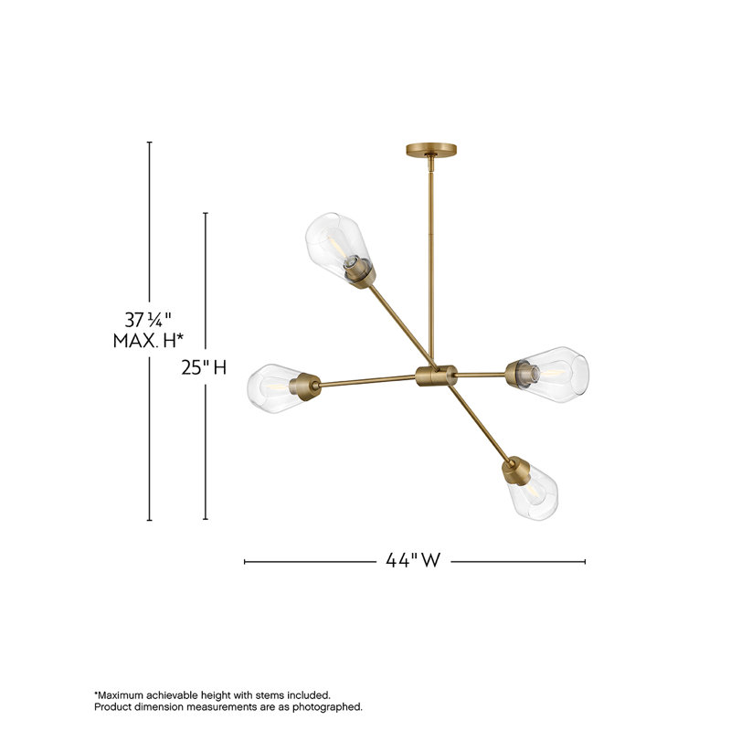 Lustre spoutnik articulé convertible 4 lumières Livie, Laiton laqué