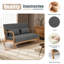 Fauteuil de loisir avec accoudoirs et pieds en bois massif, canapé d'appoint Mid-Century moderne, 2 places-513357207