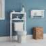 Ensemble de salle de bain en bois Lund avec 1 tablette au-dessus de la toilette et 1 tablette de bain murale avec rangement