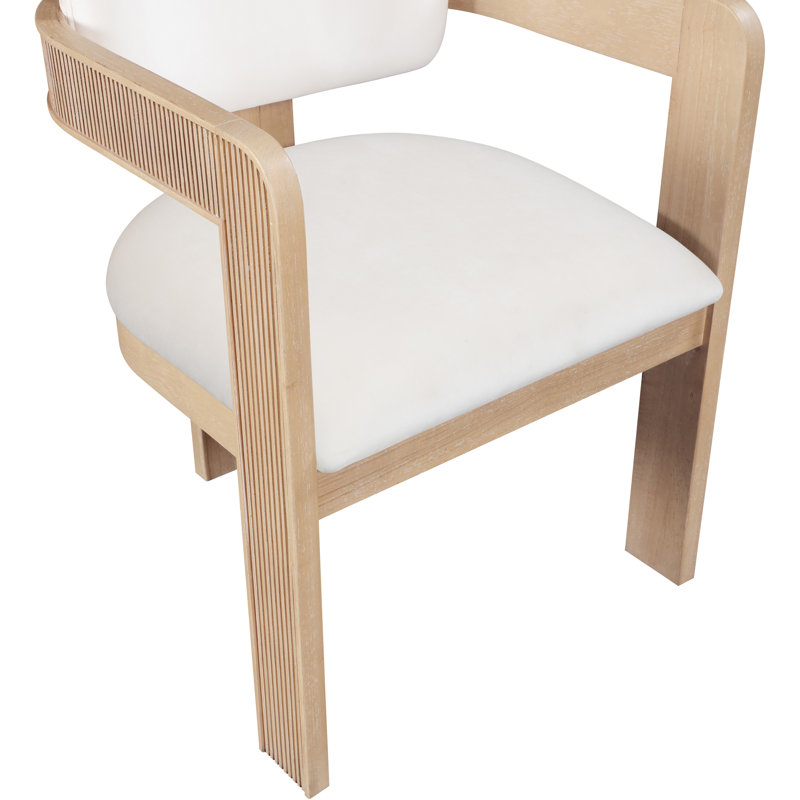 Chaise rembourrée Sacha Frink, Velours crème, Naturel