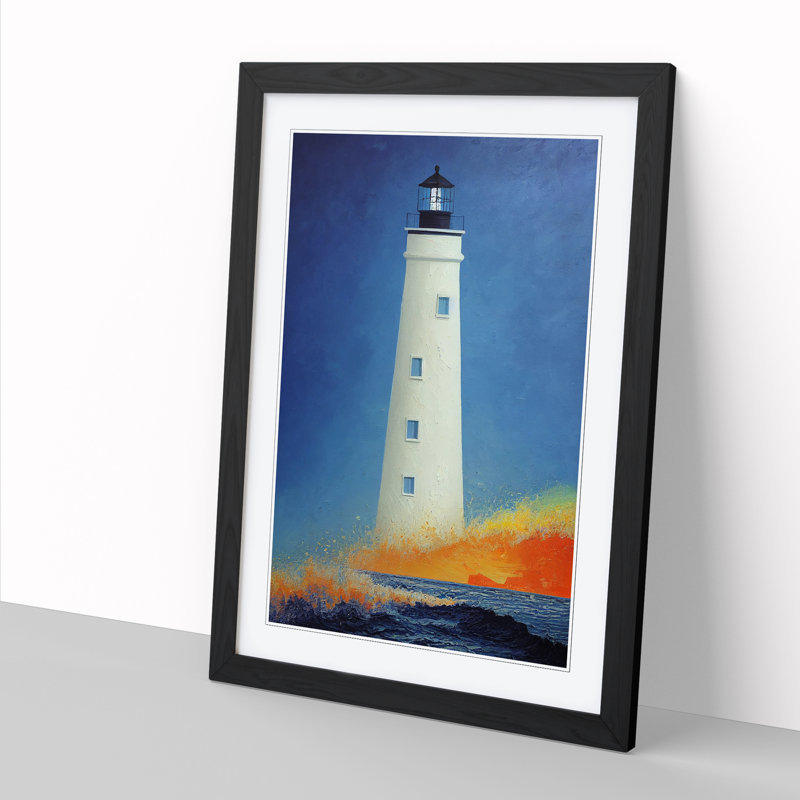 Lighthouse Painted Vol.4 - Picture Frame Print, Black, 64cm H x 46cm W x 2cm D