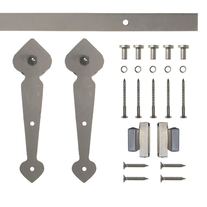 Ensemble de quincaillerie de porte de grange simple standard Spade Mini (porte non incluse), Nickel satiné, 72 po