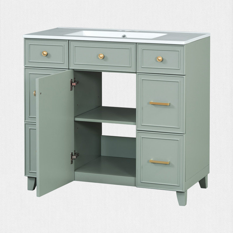 36" Sink Vanity with Adjustable Shelf, Green