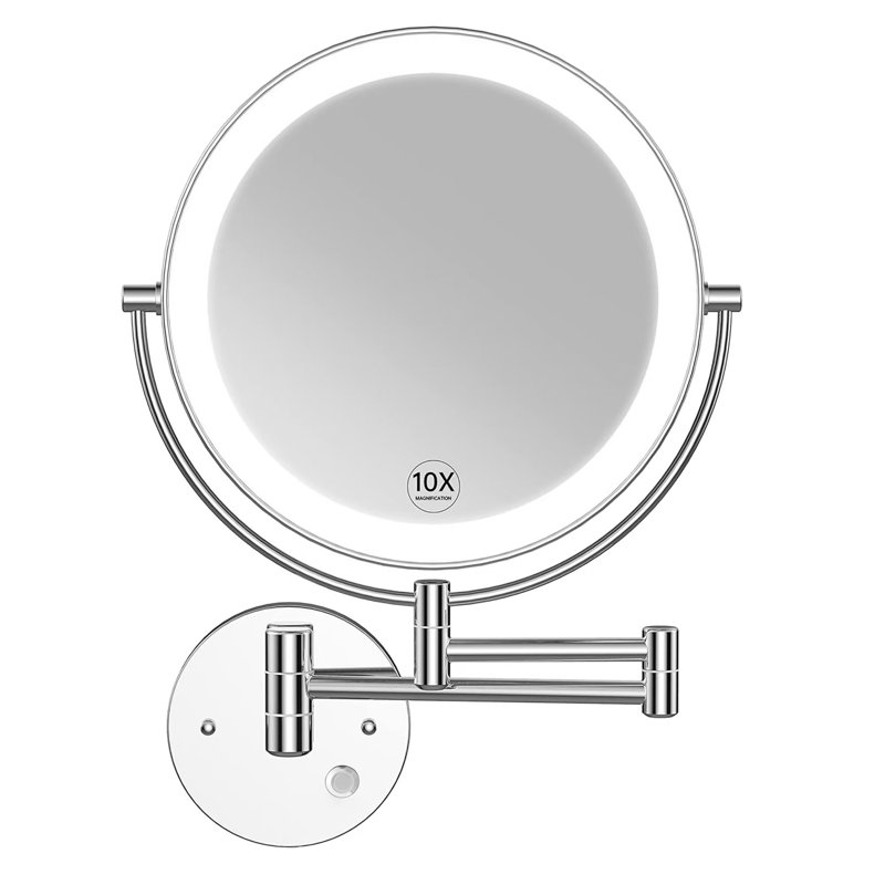 Sania Metal Wall Mirror, Brushed nickel, 10