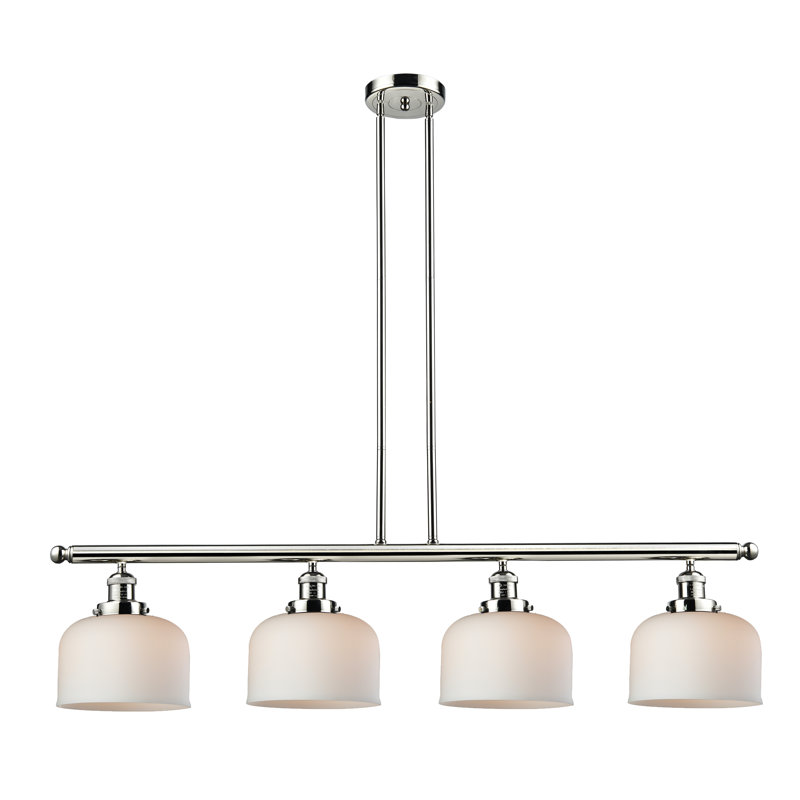 Luminaire suspendu linéaire pour îlot de cuisine 4 lumières Chaplin, l 48 po x P 5 po, Boîtier blanc mat, Nickel poli