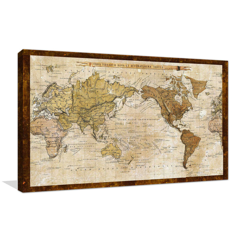 Carte du monde par Elizabeth Medley - impression sur toile tendue, H 18 po x l 30 po x P 1 po