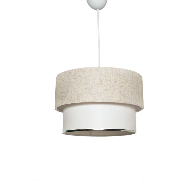 Luminaire suspendu cylindrique à 1 lumière Oswayo, Blanc, Crème / Blanc