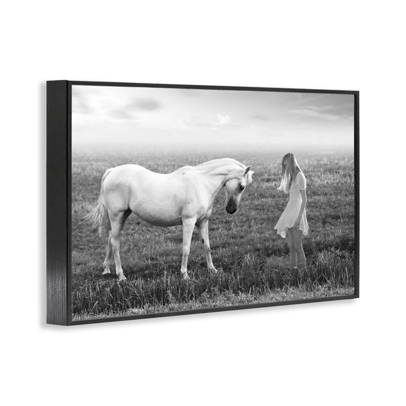 Son cheval, estampe numérique, design par Ata Alishahi, H 12 po x l 18 po, Giclée encadrée noir minuit