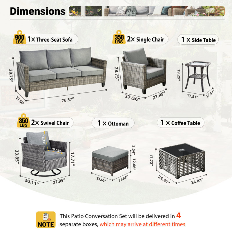 9 - Person Patio Furniture Set With Swivel Rocker, Outdoor Wicker Rattan Seating Group With Cushions, All Weather Sofa Conversation Set With Led Lighted Coffee Table For Garden Backyard