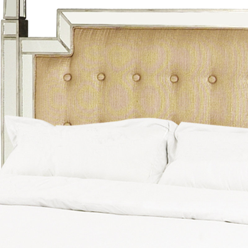 Transitional Mirrored Frame King Size Bed