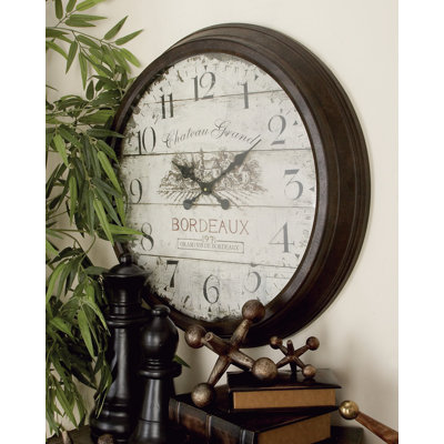 Eatmon Metal White Decorative Wall Clock with Bordeaux