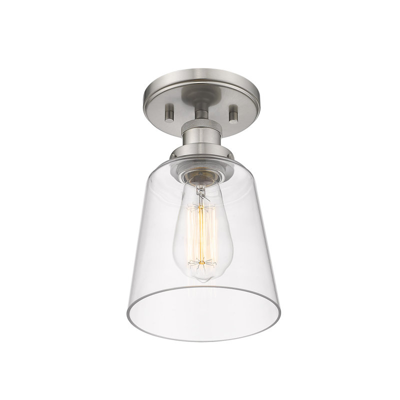 Plafonnier semi-encastré 1 lumière avec une cloche ouverte en verre
