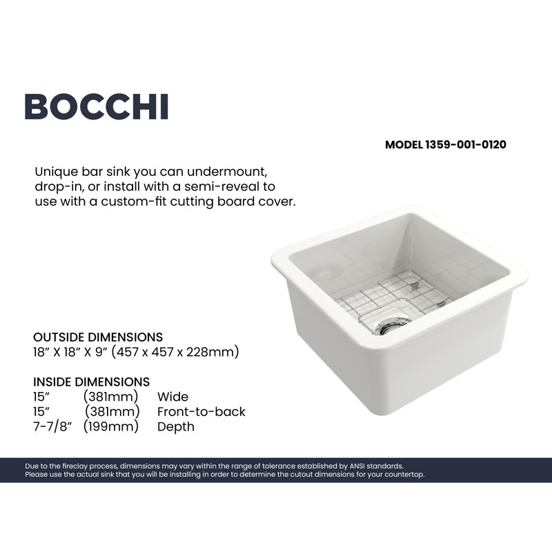 18'' L Kitchen Sink, White