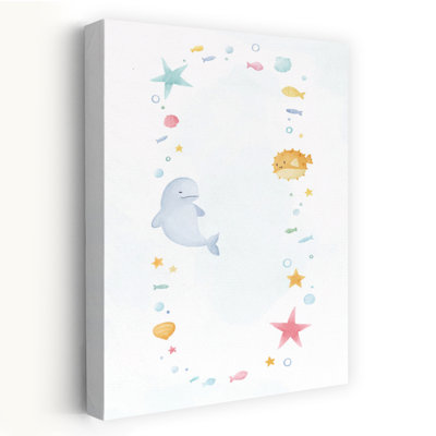 Dreamy Ocean Animals Dreamy Playful Contemporary Starfish Fish Whale Ocean Wall Art Print