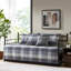 Grey Reversible Plaid Daybed Cover - 6 Pieces Comprising Cover, 17-inch Drop , Shams, And Decorative Pillow Cotton Blend Filling Include 3 1 , Microfiber,